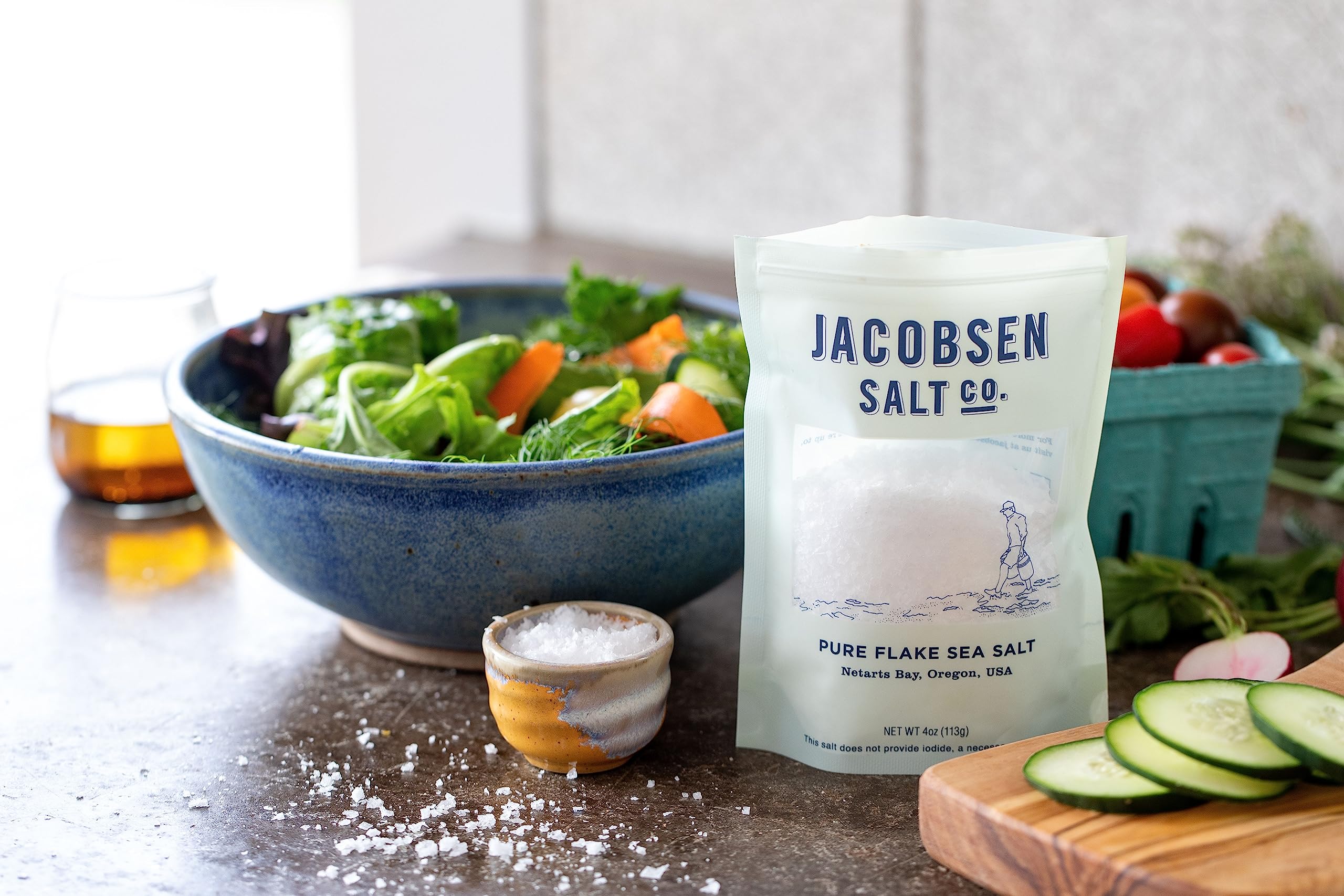 Jacobsen Salt Co. Pure Flake Finishing Salt, Kosher Salt, Coarse, 4 Ounce