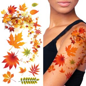 supperb® flower & autumn leaves temporary tattoos gorgeous color tattoos (fall in love)