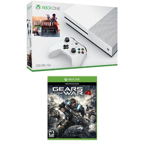 Xbox One S 500GB Console - Battlefield 1 Bundle + Gears of War 4 Game