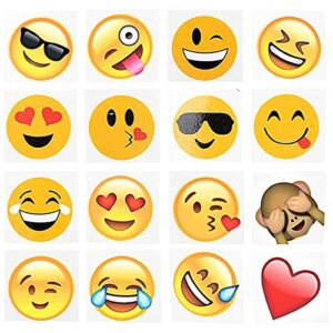 temporary emoticon smiley face tattoos - 16 assorted emoticon styles - fun gift, party favors, party toys, goody bag stuffers, easter egg stuffers 2" 144 pack