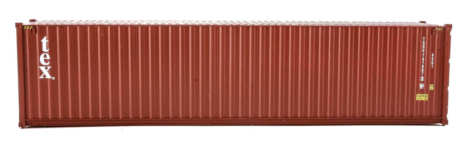 Walthers SceneMaster HO Scale Model of Tex (Brown, White) 40' Hi Cube Corrugated Side Container,949-8266