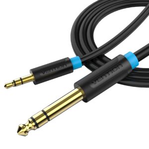 vention 1/8" to 1/4" male to male stereo cable 3.5mm trs to 6.35mm audio cable guitar to aux male cord for cellphone, amplifiers, guitar, laptop, home theater devices, speaker (1m/3ft)