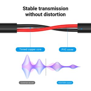 Vention 1/8" to 1/4" Male to Male Stereo Cable 3.5mm TRS to 6.35mm Audio Cable Guitar to Aux Male Cord for Cellphone, Amplifiers, Guitar, Laptop, Home Theater Devices, Speaker (1M/3ft)