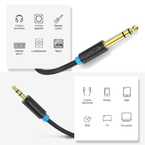 Vention 1/8" to 1/4" Male to Male Stereo Cable 3.5mm TRS to 6.35mm Audio Cable Guitar to Aux Male Cord for Cellphone, Amplifiers, Guitar, Laptop, Home Theater Devices, Speaker (1M/3ft)