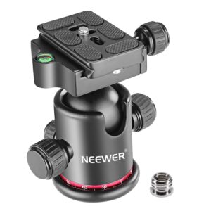 neewer 36mm tripod ball head 360° panoramic metal with arca type quick release plate, 1/4" screw 3/8" thread mount, max load 17.6lb/8kg, tripod head for monopod, slider, dslr camera, camcorder (red)