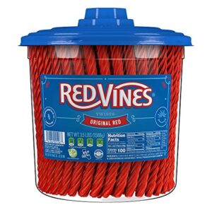 red vines licorice, original red flavor soft & chewy candy twists, 3.5 lbs, 56 ounce