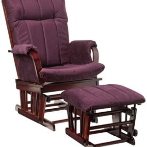 Artiva USA Wood Glider Chair and Ottoman Mircofiber Cushion Set