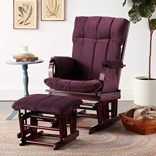 Artiva USA Wood Glider Chair and Ottoman Mircofiber Cushion Set