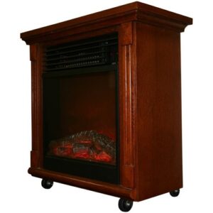 ProCom 20" Compact Cherry Oak Electric Caster Wheels Fireplace, Medium
