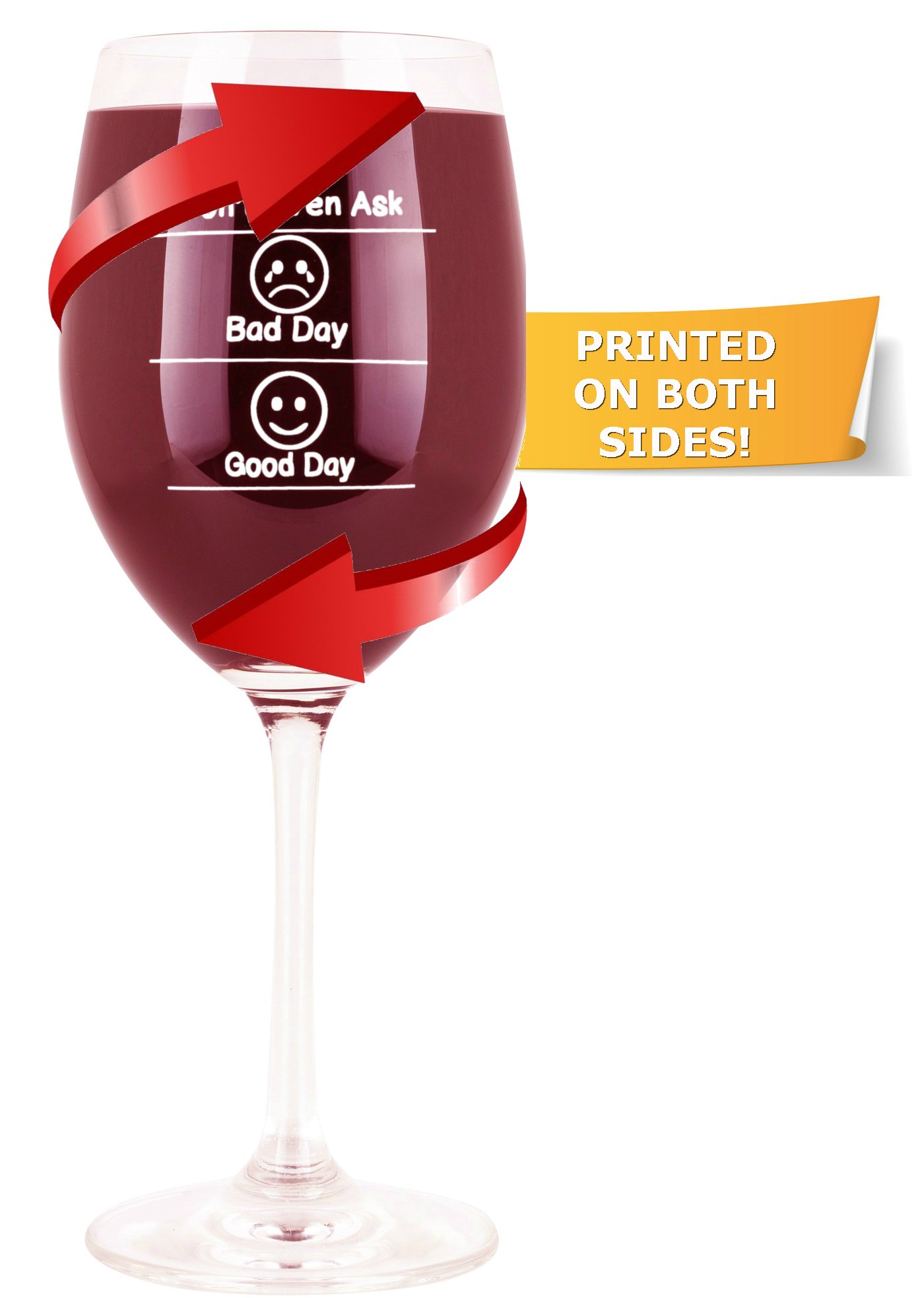 Whimsical Gift World Funny Wine Glass 14 Oz. With Emoji Faces (Don’t Even Ask, Good Day, Bad Day) | Novelty Gag Gifts for Men & Women | For Red & White Wine, Celebrations & Wine Tasting