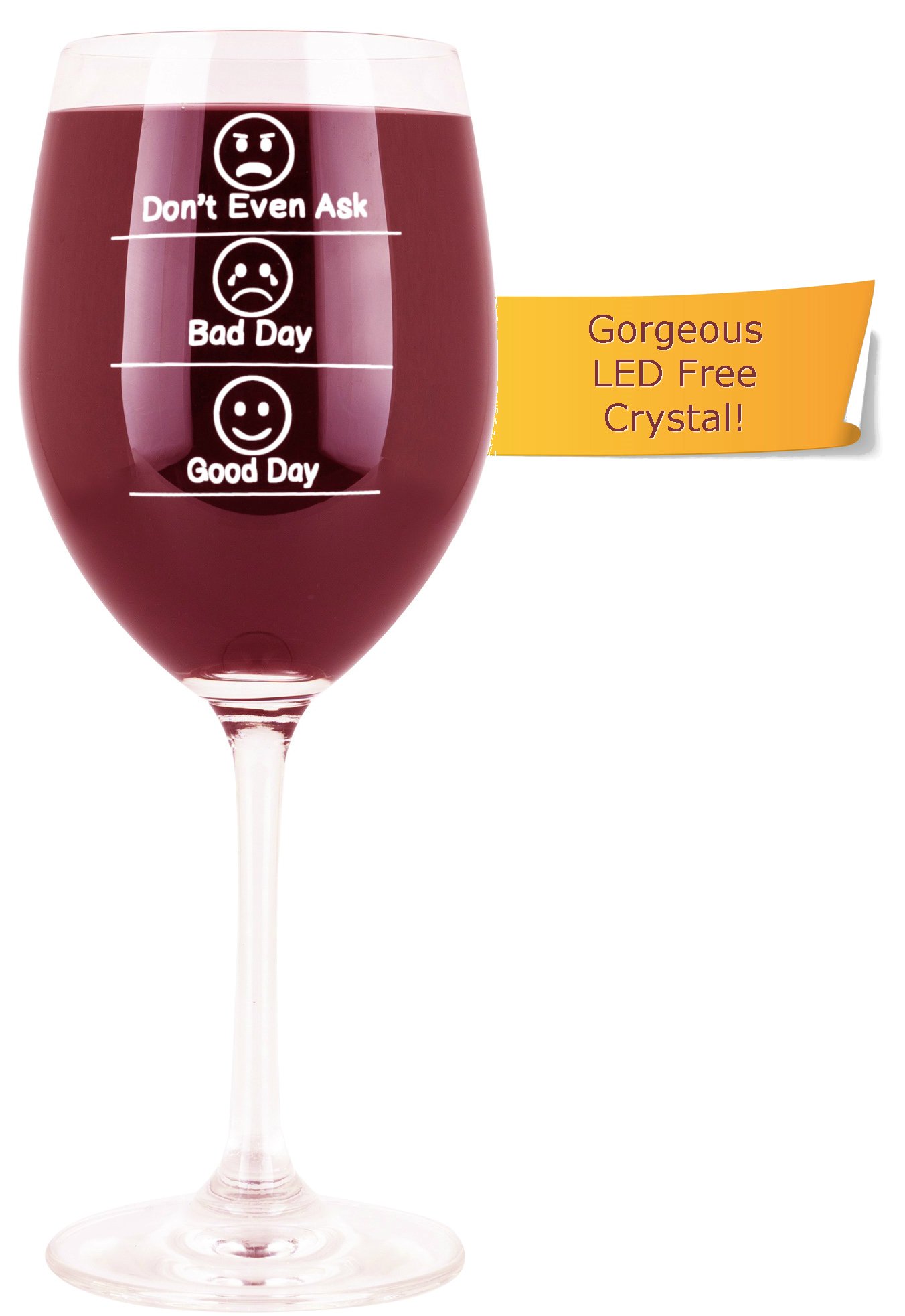 Whimsical Gift World Funny Wine Glass 14 Oz. With Emoji Faces (Don’t Even Ask, Good Day, Bad Day) | Novelty Gag Gifts for Men & Women | For Red & White Wine, Celebrations & Wine Tasting