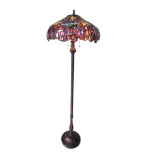 chloe ch18045pw20-fl3 katie tiffany-style floor lamp with 20" shade, 64 x 20 x 20, multicolor
