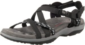 skechers women's regga slim keep close gladiator sandal,black,11 m us