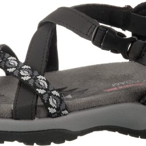 Skechers Women's Regga Slim Keep Close Gladiator Sandal,black,11 M US