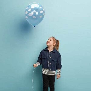 Bastex 10 White Cloud Latex Balloons. Blue Sky Printed Balloon for Baby Shower, Birthday Party and More