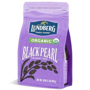 lundberg organic rice, black pearl - whole grain gourmet black rice for healthy meals, vegan food, certified gluten-free rice, pantry staples, 16 oz