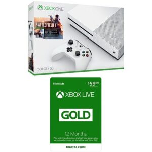 xbox one s 500gb console - battlefield 1 + xbox live 12 month gold membership bundle