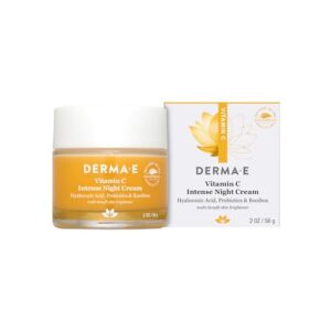 derma-e vitamin c intense night cream – brightening and hydrating facial skin renewing cream – anti-aging overnight facial moisturizer, 2 oz
