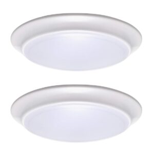 lit-path led flush mount ceiling lighting fixture, dimmable 7 inch 11.5w 900 lumen, aluminum housing plus pc cover, damp location rated for bathroom, 5000k, 2-pack