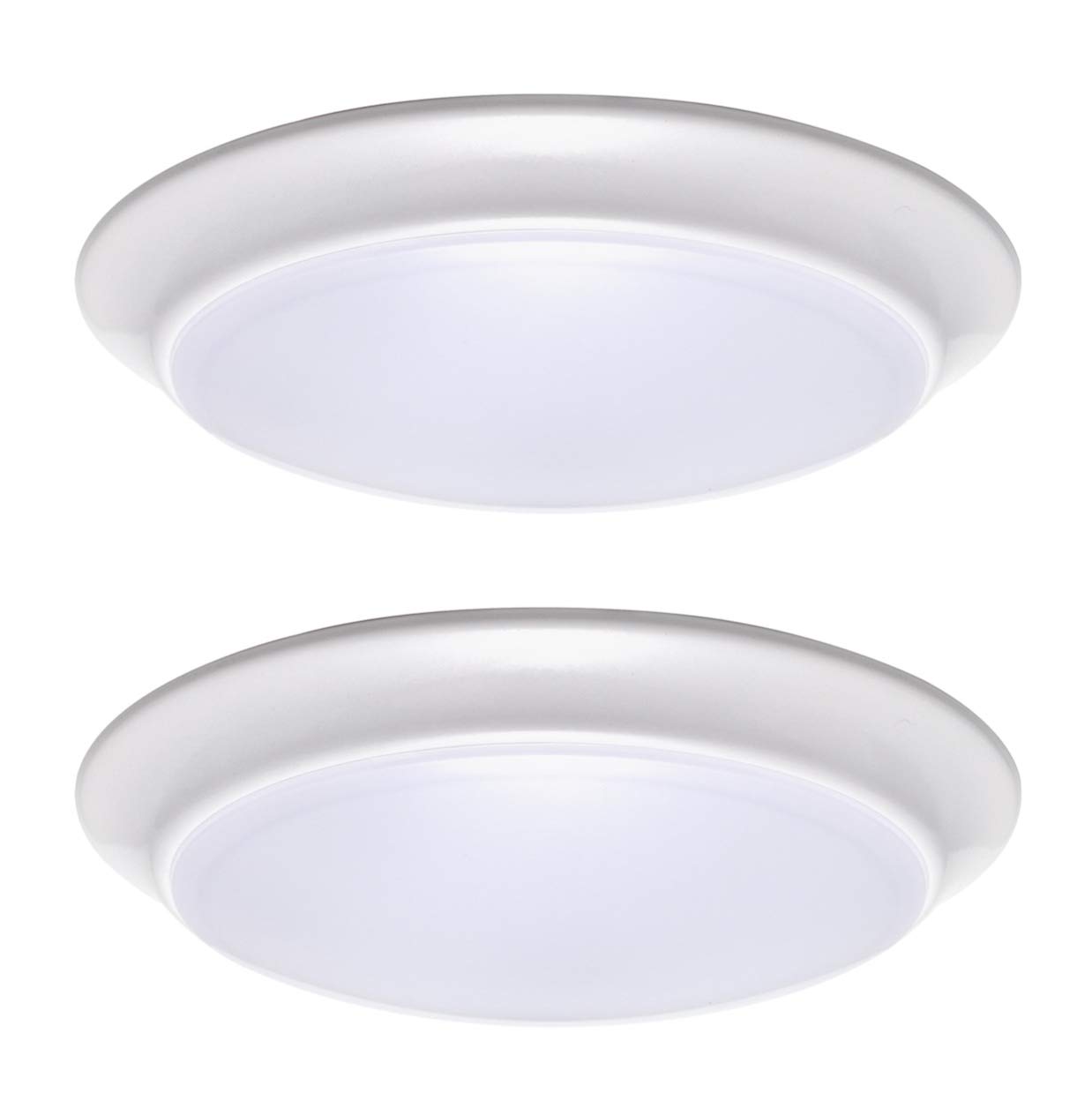 LIT-PaTH LED Flush Mount Ceiling Lighting Fixture, Dimmable 7 Inch 11.5W 900 Lumen, Aluminum Housing Plus PC Cover, Damp Location Rated for Bathroom, 5000K, 2-Pack