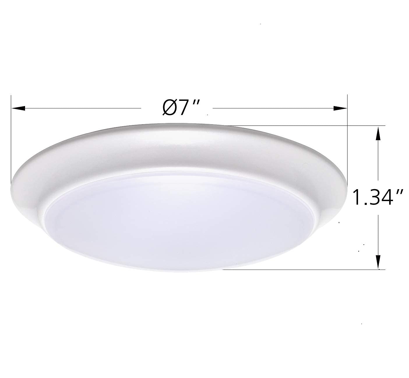 LIT-PaTH LED Flush Mount Ceiling Lighting Fixture, Dimmable 7 Inch 11.5W 900 Lumen, Aluminum Housing Plus PC Cover, Damp Location Rated for Bathroom, 5000K, 2-Pack