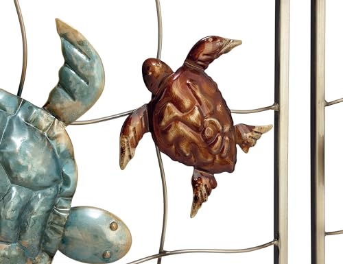 Deco 79 Metal Turtle Wall Decor, Set of 2 20"W, 20"H, Multi Colored