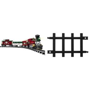 lionel north pole central battery-powered train set with remote + 12-piece straight track expansion pack