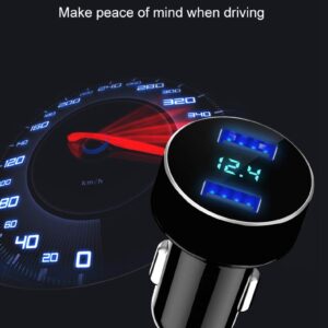 LIHAN Dual USB Car Charger, 4.8A Output, 12/24 Volt USB Adapter Plug for Cigarette Lighter Voltage Meter, Compatible with iPhone,iPad, Samsung Galaxy, LG, Google, Black