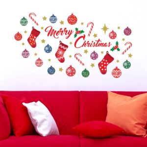 Wallflexi Christmas Decorations Wall Stickers " Merry Christmas Decoration Set" Wall Murals Decals Living Room Children Nursery School Restaurant Cafe Hotel Home Office Décor, Multicolour