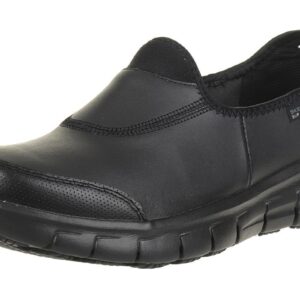 Skechers Women's Sure Track Work Shoes, Black Leather, 7