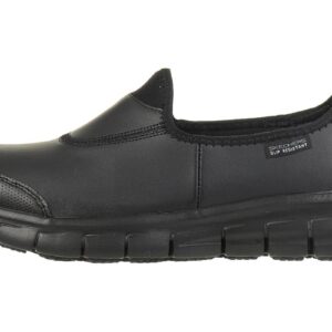 Skechers Women's Sure Track Work Shoes, Black Leather, 7