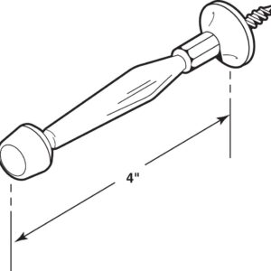 Prime-Line MP9134 Rigid Door Stop, 4 In. Reach, Diecast Construction, Brass Plated, White Rubber Tip, Baseboard Mount (5 Pack)