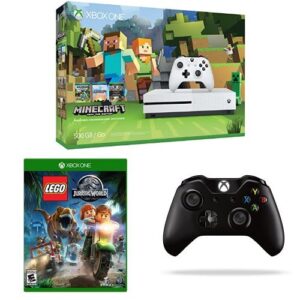 xbox one s 500gb console - minecraft bundle, lego jurassic park, and extra controller