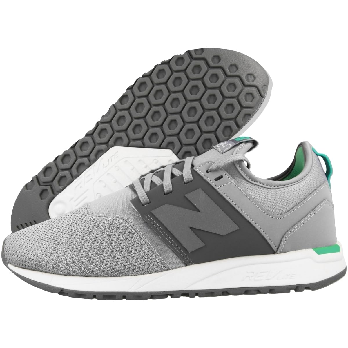 New Balance Women's WRL247 Classic Running Shoe, Size: 7.5 Width: B Color: Silver Mink/Vivid Jade