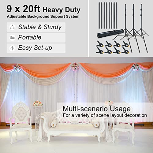 LINCO Backdrop Stand for Parties 9×20 ft Heavy Duty Photography Video Studio Background Kit 4166 for Wedding Parties Photo Shooting