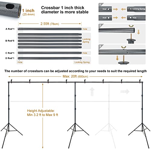 LINCO Backdrop Stand for Parties 9×20 ft Heavy Duty Photography Video Studio Background Kit 4166 for Wedding Parties Photo Shooting