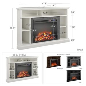 Ameriwood Home Overland Electric Corner Fireplace for TVs up to 50" Wide, Espresso