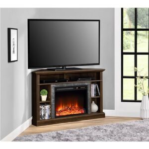 Ameriwood Home Overland Electric Corner Fireplace for TVs up to 50" Wide, Espresso