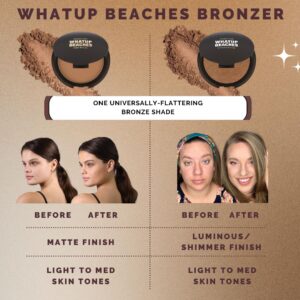 Elizabeth Mott Whatup Beaches Bronzer Face Powder Contour Kit - Vegan and Cruelty Free Facial Compact Bronzing Powder for Contouring and Sun Kissed Makeup Finish - Matte shade (10g)