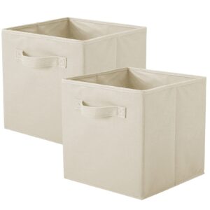 shellkingdom storage bins, foldable fabric storage cubes and cloth storage organizer drawer for closet and toys storage,2 pack（beige）