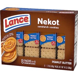 Lance Sandwich Cookies, Nekot Peanut Butter, 8 Individually Wrapped Packs, 6 Sandwiches Each