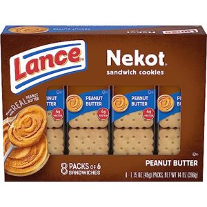 lance sandwich cookies, nekot peanut butter, 8 individually wrapped packs, 6 sandwiches each