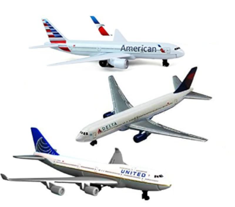 Daron American Airlines, Delta & United Airlines B747 Die-cast Planes - 3 Pack