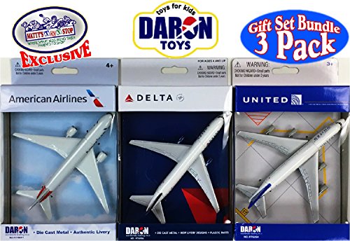 Daron American Airlines, Delta & United Airlines B747 Die-cast Planes - 3 Pack