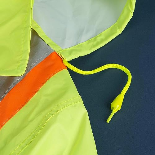Pioneer High Visibility Safety Rain Suit, Lightweight, Waterproof, Reflective Tape, Polyester PVC, Yellow/Green, Unisex, V1080160U-L, Large