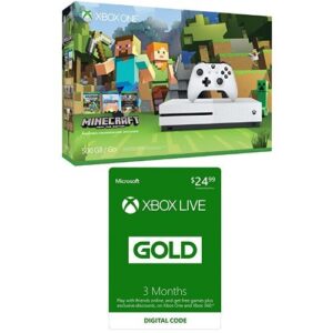 xbox one s 500gb console - minecraft + xbox live 3 month gold membership bundle