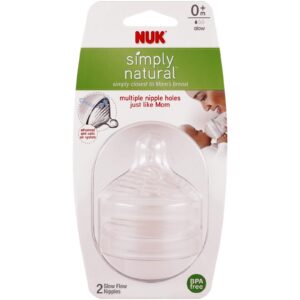 NUK Simply Natural Replacement Nipples, Slow Flow, 2pk