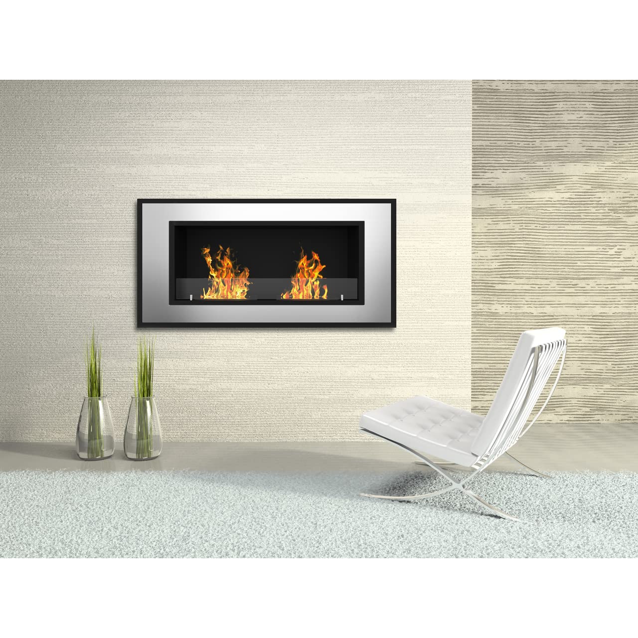 Regal Flame Brooks 47" Ventless Built in Recessed Bio Ethanol Wall Mounted Fireplace