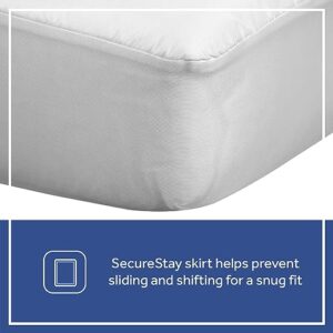 Sealy Allergy Protection Plus Waterproof Fitted Toddler Bed and Baby Crib Mattress Pad Cover Protector, Noiseless, Machine Washable and Dryer Friendly, 52" x 28" - White