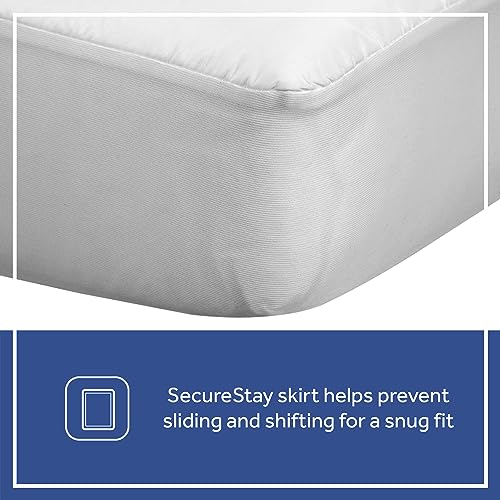 Sealy Allergy Protection Plus Waterproof Fitted Toddler Bed and Baby Crib Mattress Pad Cover Protector, Noiseless, Machine Washable and Dryer Friendly, 52" x 28" - White